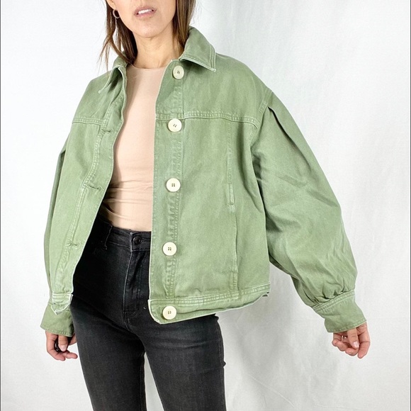 Zara army green denim jacket - Picture 4 of 14
